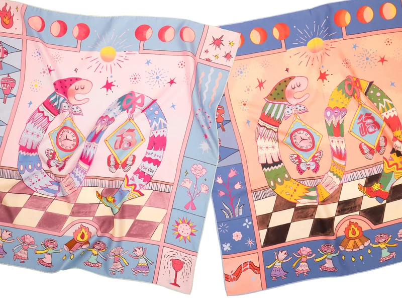 A Celebration of Abundance（丰衣足蛇） — Real Product · Two physical scarf colorways. Published image 8 of 10.
