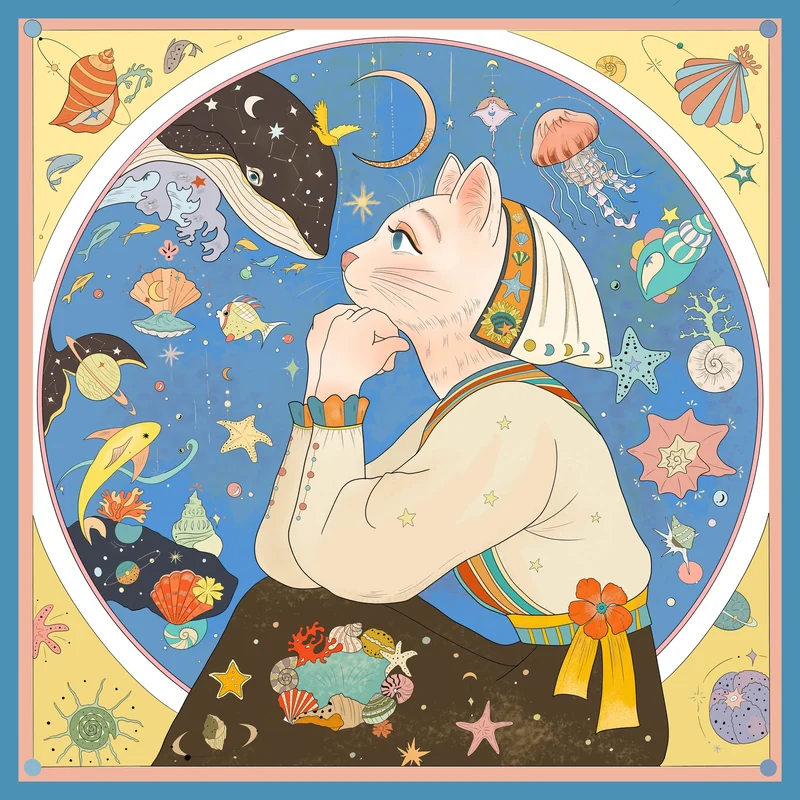 LAVISPER — Scarf & Illustration Collection（插画与丝巾系列） — Blue-yellow.