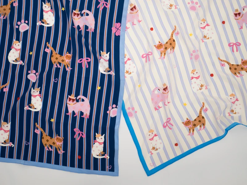 LAVISPER — Scarf & Illustration Collection（插画与丝巾系列） — Real Product · Puss in Boots textile colorways. Published image 19 of 27.