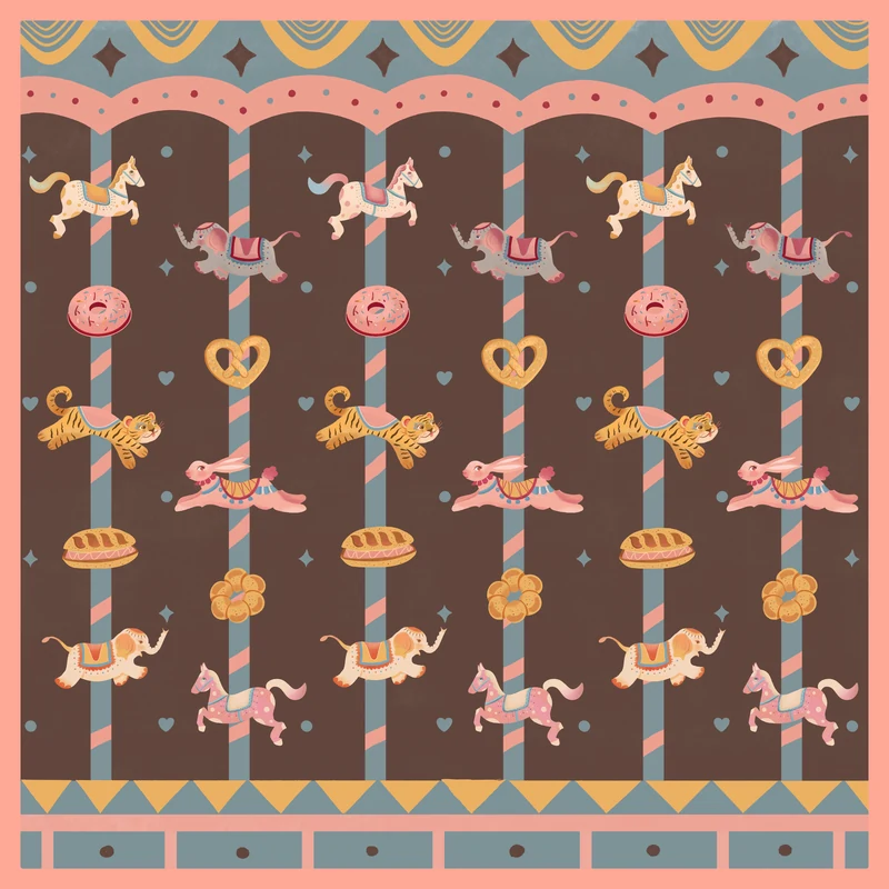 LAVISPER — Scarf & Illustration Collection（插画与丝巾系列） — Brown-pink.