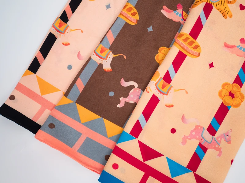 LAVISPER — Scarf & Illustration Collection（插画与丝巾系列） — Real Product · Dreamland Carousel textile colorways. Published image 20 of 27.