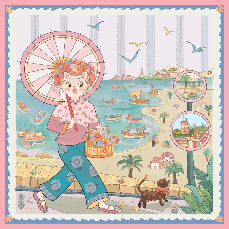 LAVISPER — Scarf & Illustration Collection（插画与丝巾系列） — Pink-lilac.