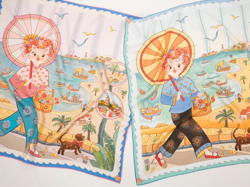 LAVISPER — Scarf & Illustration Collection（插画与丝巾系列） — Real Product · Sea Breeze & Floral Adornments textile colorways. Published image 22 of 27.