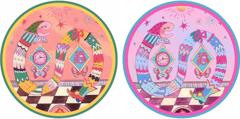 A Celebration of Abundance（丰衣足蛇） — Circular rug design pair. Published image 5 of 10.