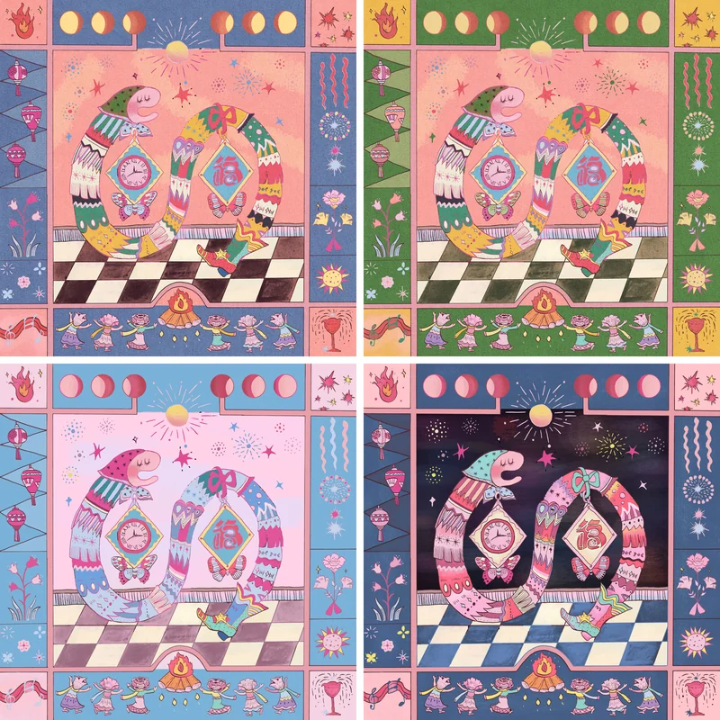 A Celebration of Abundance（丰衣足蛇） — Four published color explorations. Published image 4 of 10.