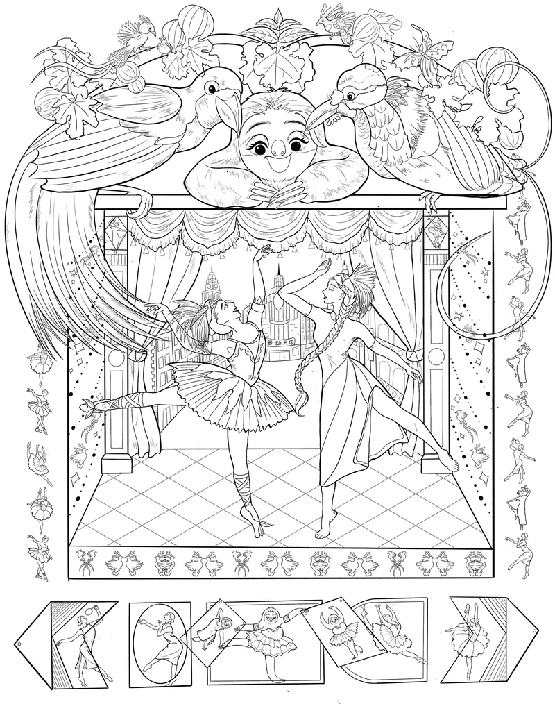 Dancing Kingdom（舞动王国） — Complete hand-drawn linework. Published image 2 of 11.