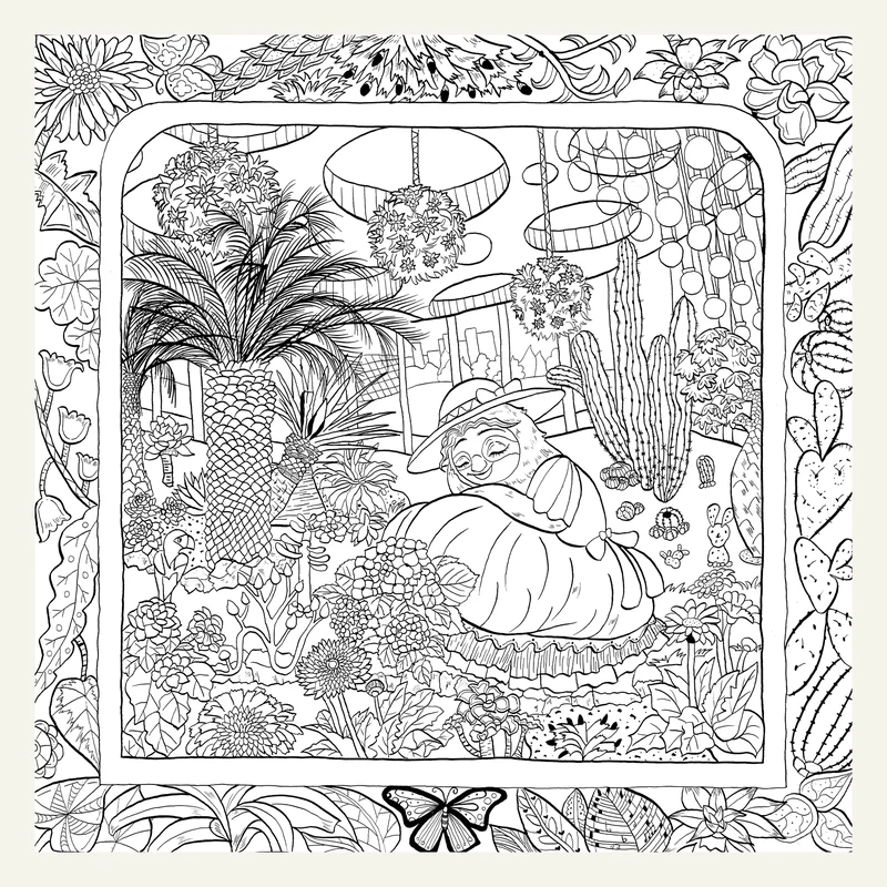 Garden Under Glass（温室后花园） — Complete hand-drawn linework. Published image 3 of 10.