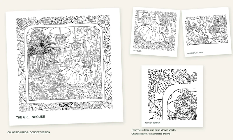 Garden Under Glass（温室后花园） — Concept Application · Coloring cards. Published image 8 of 10.