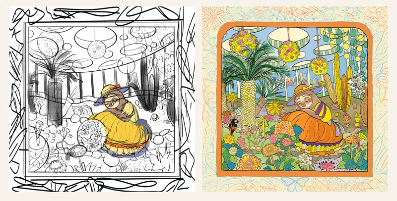 Garden Under Glass（温室后花园） — Composition and in-progress color study. Published image 4 of 10.