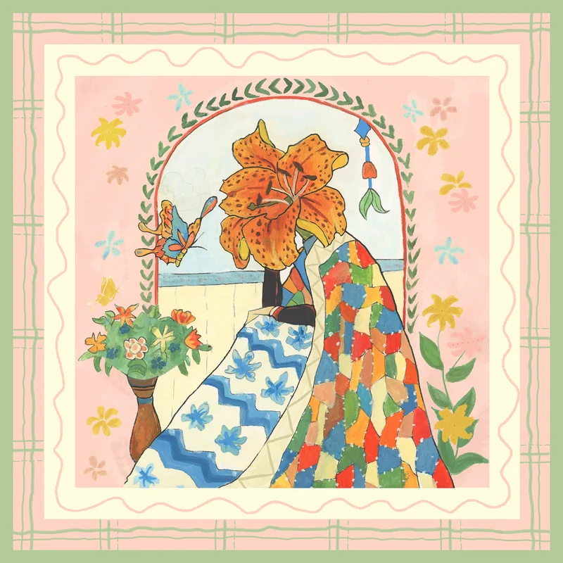 LAVISPER — Scarf & Illustration Collection（插画与丝巾系列） — Pink-green.