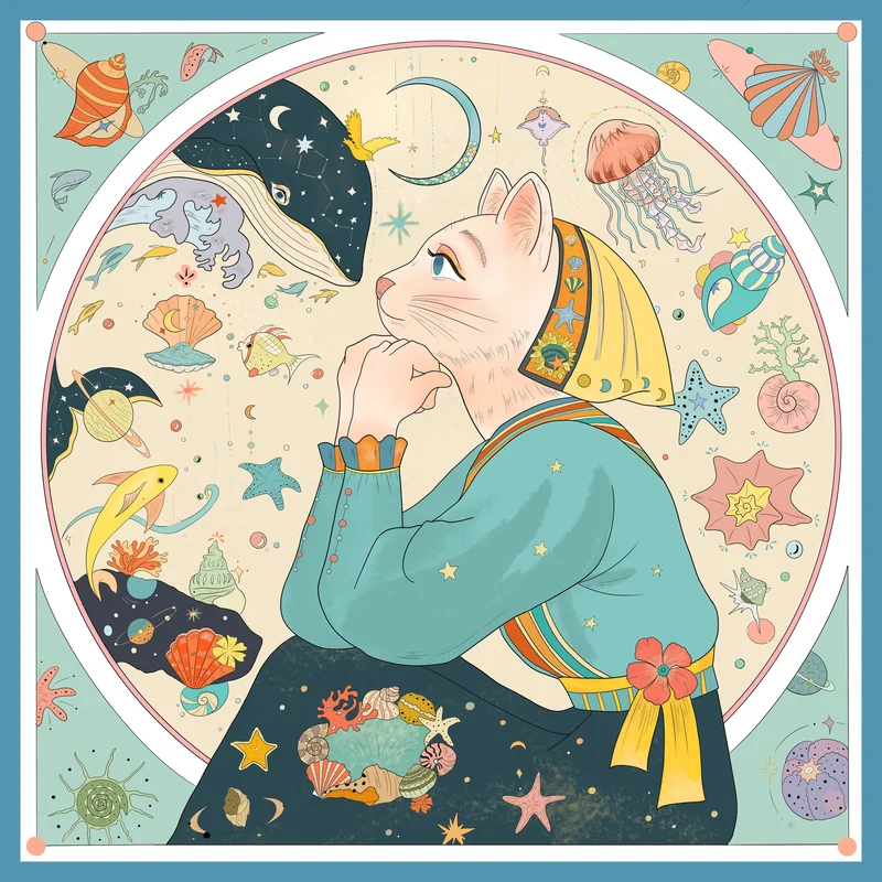LAVISPER — Scarf & Illustration Collection（插画与丝巾系列） — Island & Whale · Overview. Published image 1 of 27.