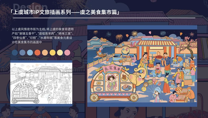 Shangyu City IP Cultural Tourism Illustration Series（上虞文旅插画） — Food-market composition and development. Published image 6 of 14.