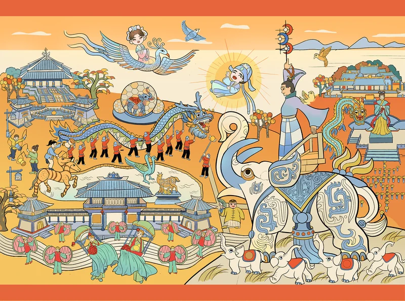Shangyu City IP Cultural Tourism Illustration Series（上虞文旅插画） — Filial piety and virtue illustration. Published image 8 of 14.