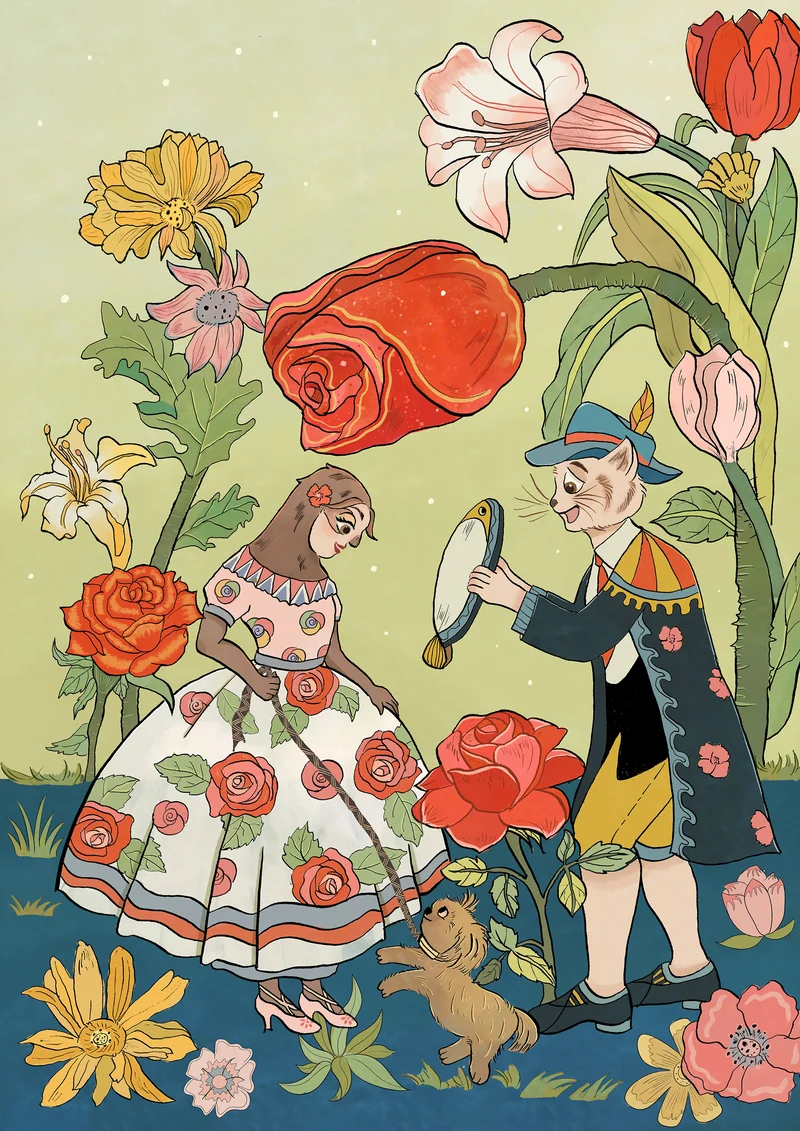 Concept Application · Complete garden illustration covering a cloth-bound notebook