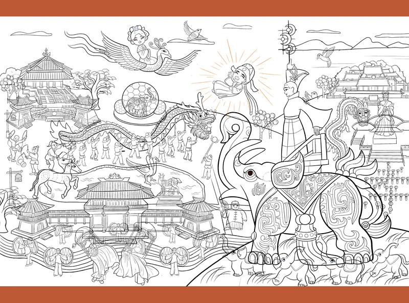 Shangyu City IP Cultural Tourism Illustration Series（上虞文旅插画） — Hand-drawn linework · Filial piety and virtue.